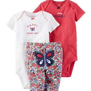 Carter’s Baby‎ Girl’s 3pc Bodysuit Pants Set Red